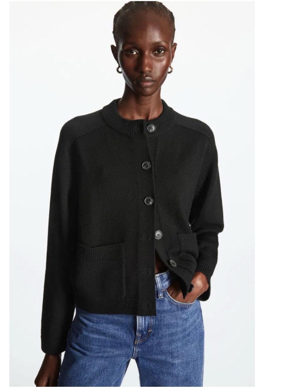 COS Cropped Wool Cardigan black Sz Small